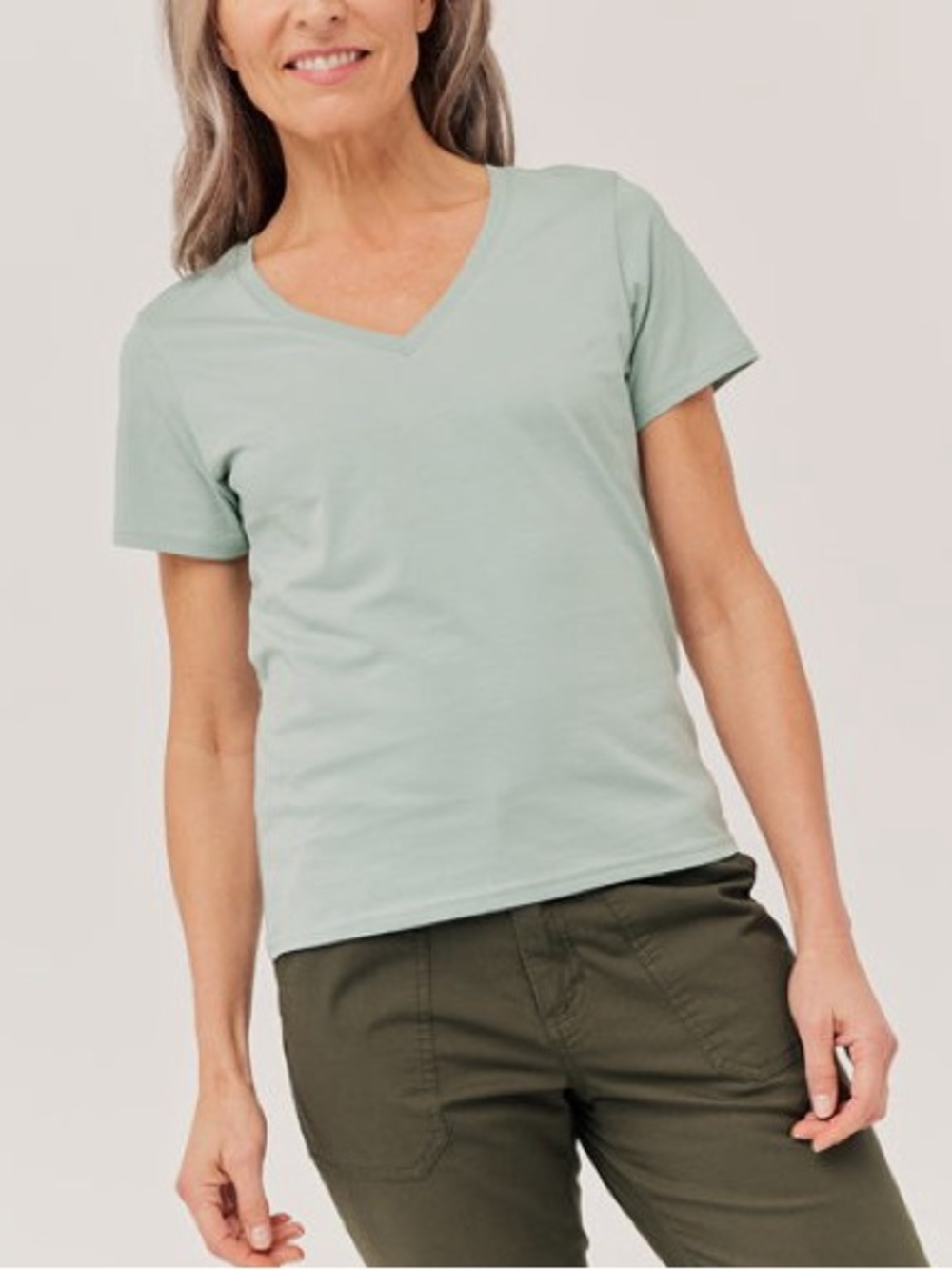 Pact Softspun Organic Cotton V-Neck Tee Size Small